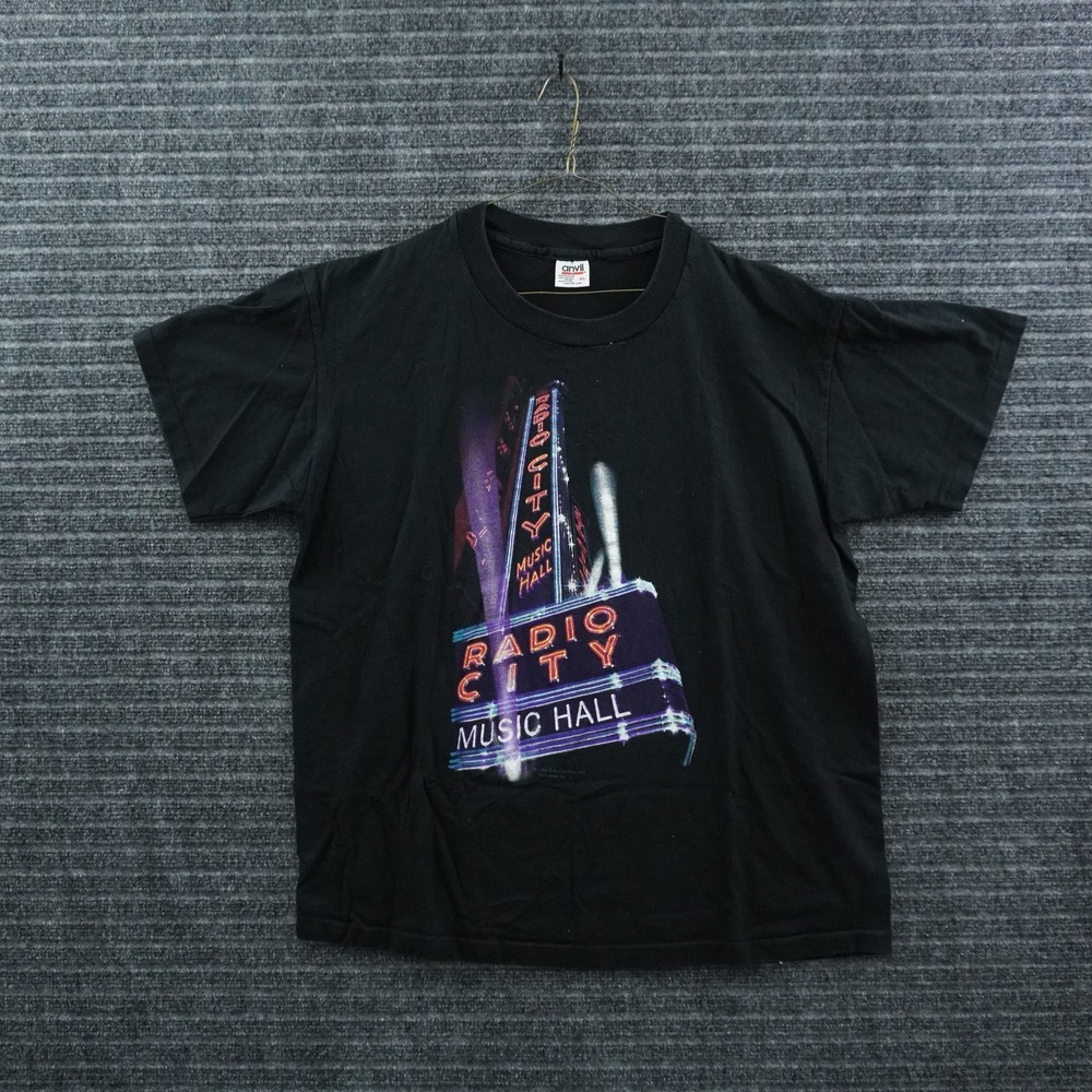 Anvil Radio City Music Hall T-Shirt Mens XL Black Vintage 90s Graphic Tee